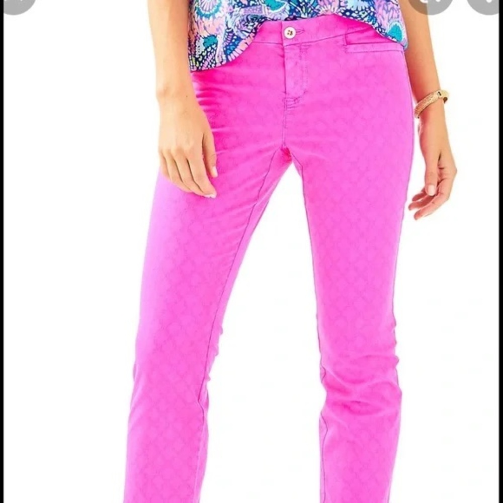 Lilly Pulitzer Kelly Bright Pink diamond texture Pants